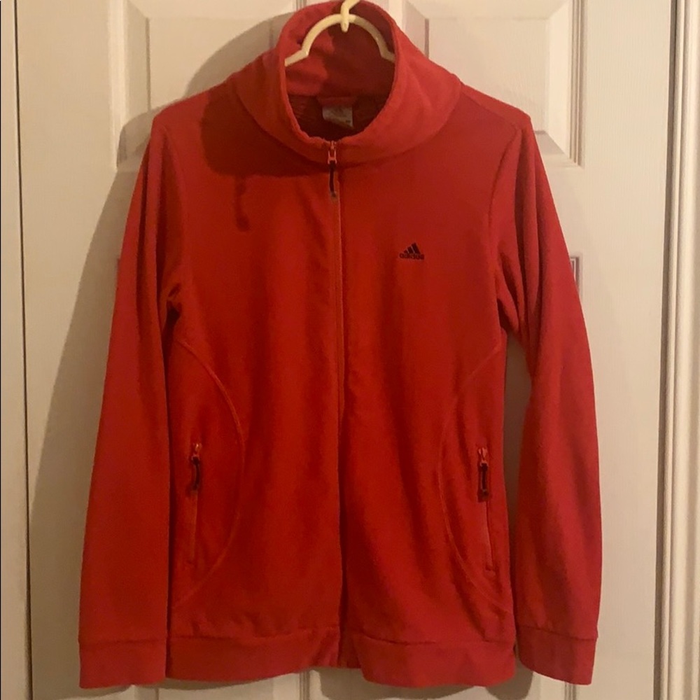 Red Adidas Fleece Zip-Up Jacket